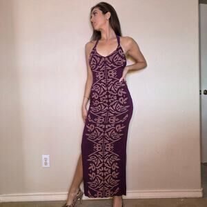 Purple boho print midimaxi dress